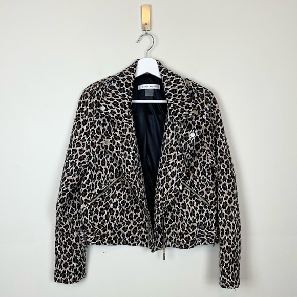 Bianca Nygard Leopard Print Moto Jacket Size 10 - Picture 3 of 10